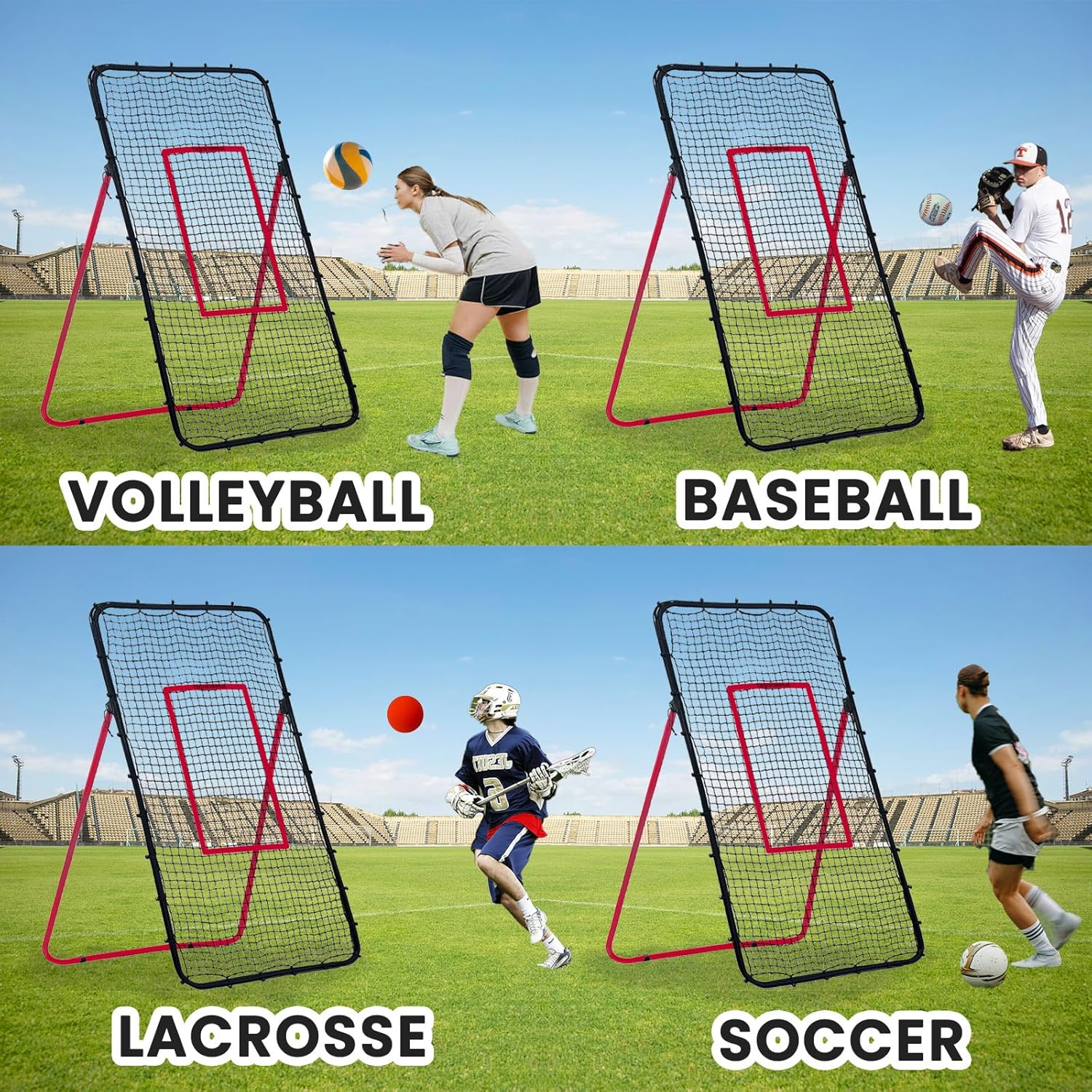 Size 4x7FT Color Black Volleyball Rebounder Net with 5 Adjustable Angles, Bounce Back Trainer for Passing, Serving & Hitting Practice, Ideal Volleyball Training Equipment for Backyard